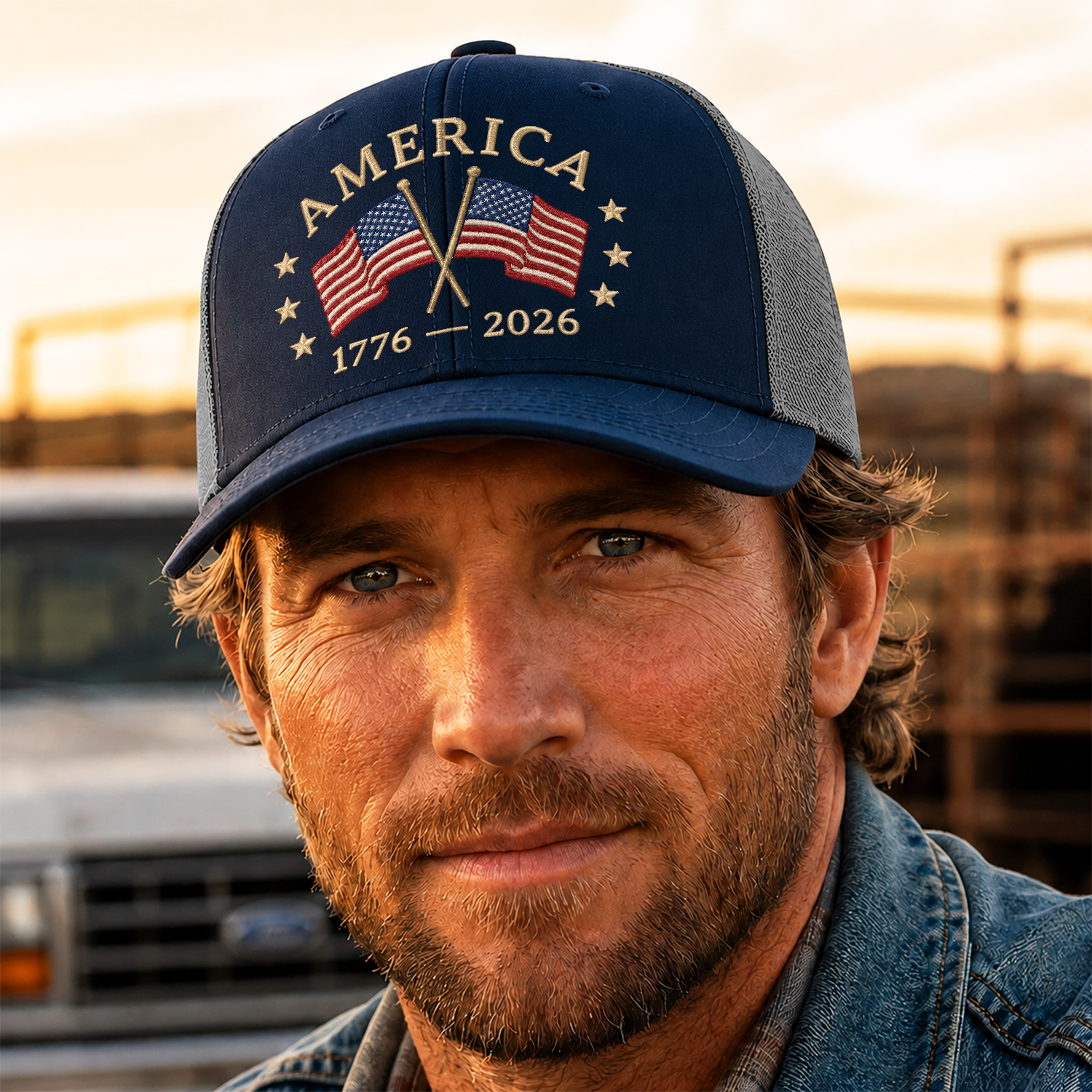Patriotic USA 250th Anniversary Embroidered Trucker Hat CH07 911994