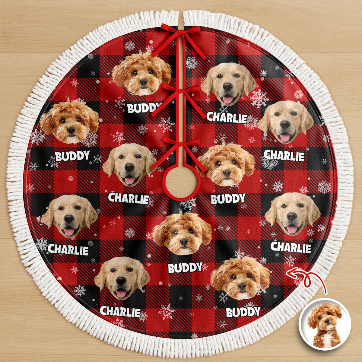 Custom Photo Name Dog Cat Christmas Style Tree Skirt Christmas Decor Gift CH07 899766