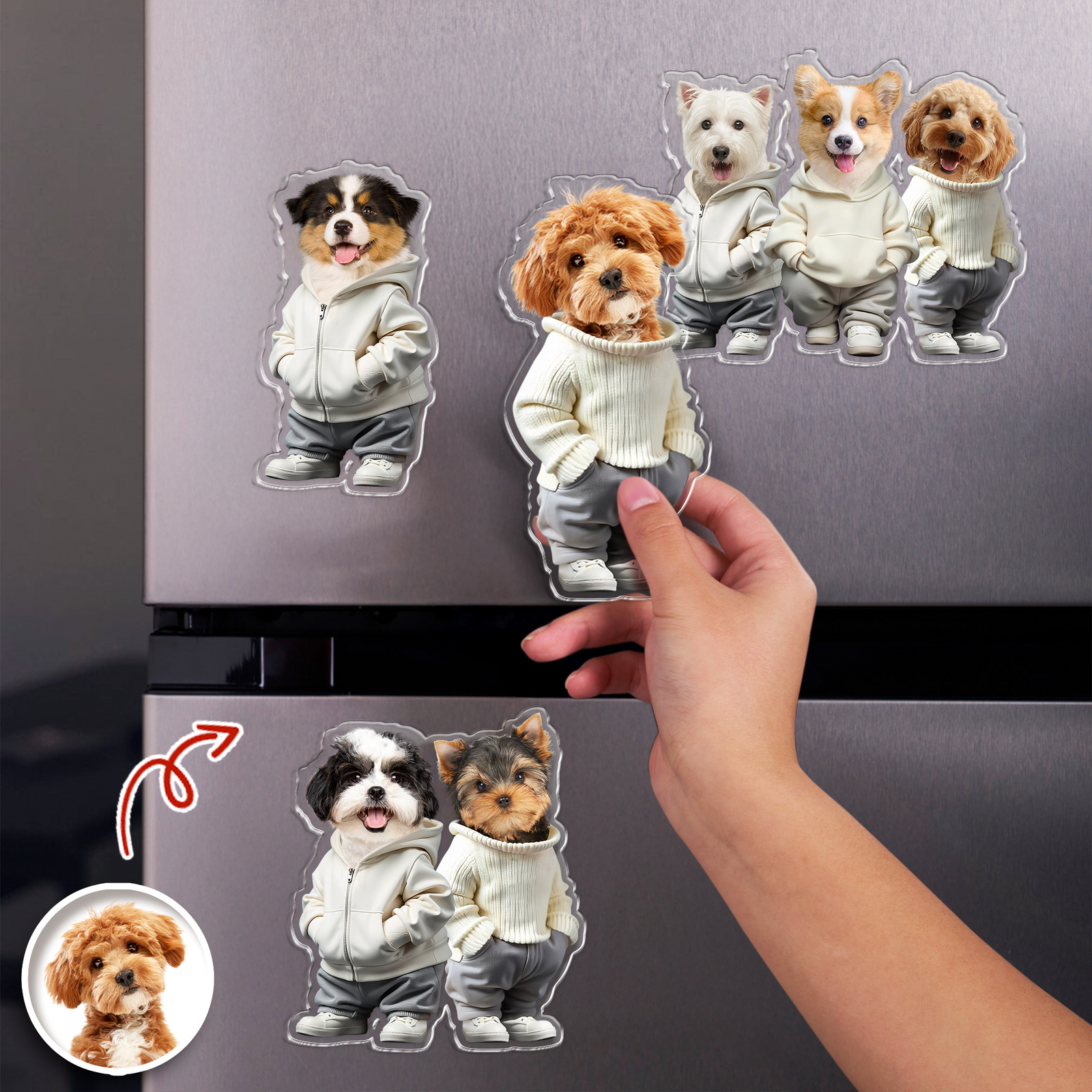 Custom Face Cute Dog Acrylic Fridge Magnet For Dog Dad Dog Mom CH07 910162