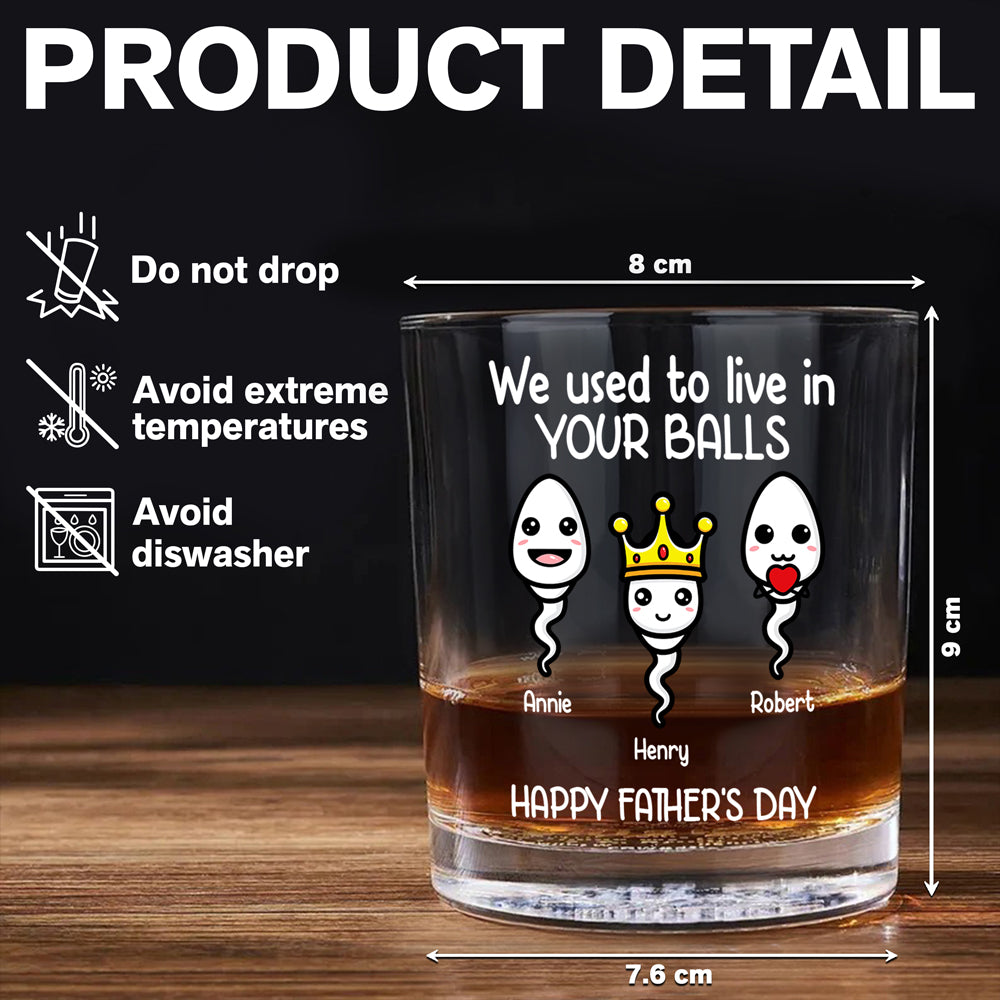 We Used To Live In Your Balls Personalized Whiskey Glass Funny Father's Day Gift CH07 895386
