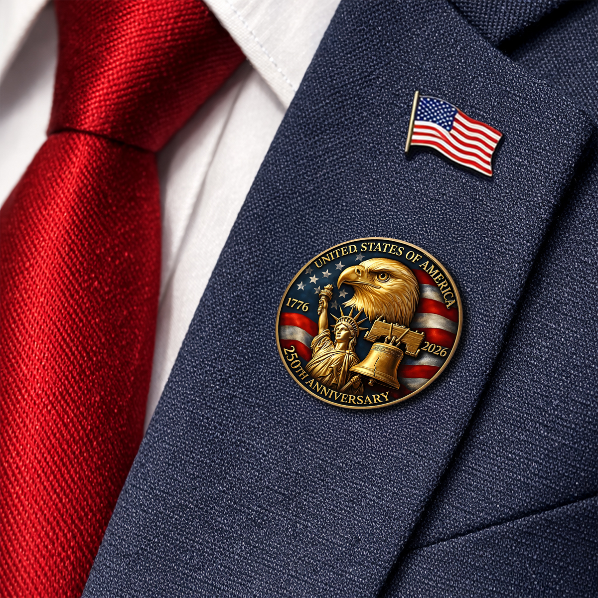 Personalized America 1776-2026 250 Years Anniversary Stainless Steel Metal Pin LM32 899521