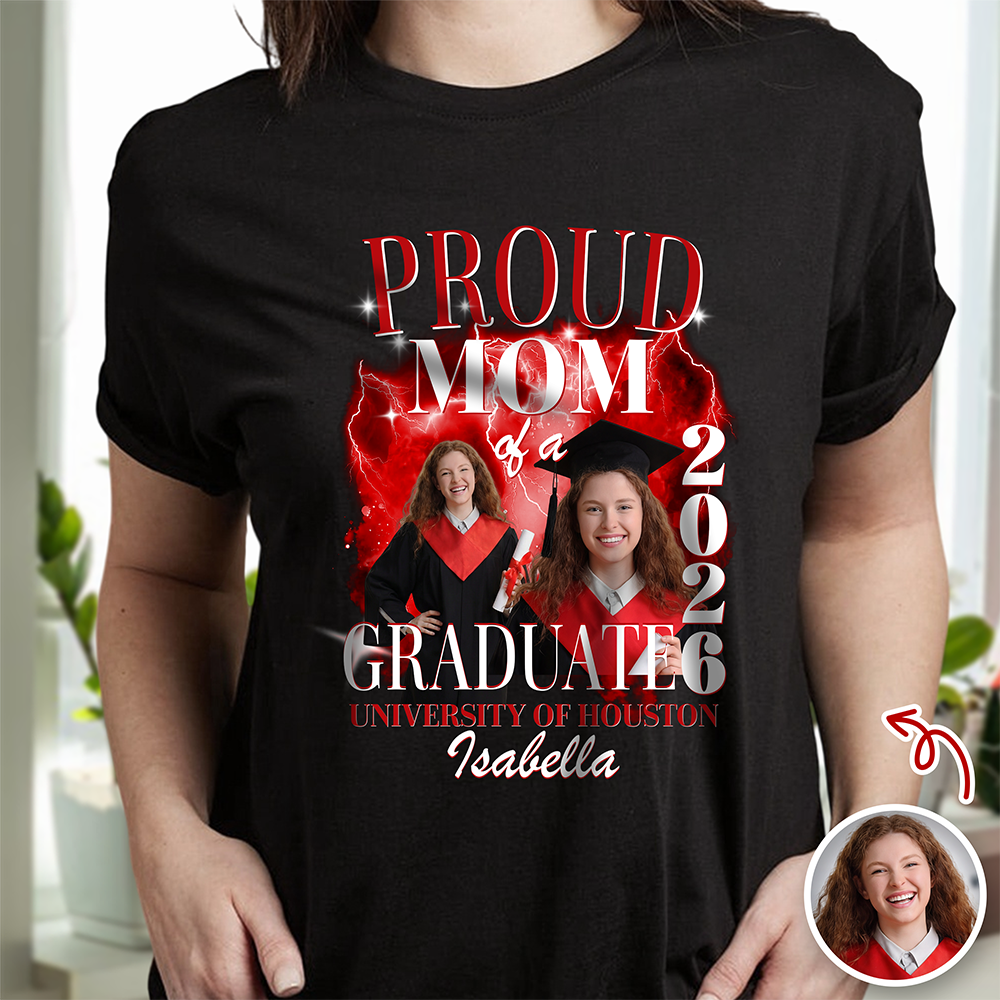 Custom Photo Proud Mom of a 2026 Graduate – Family Matching Graduation Dark Shirt HO82 901742