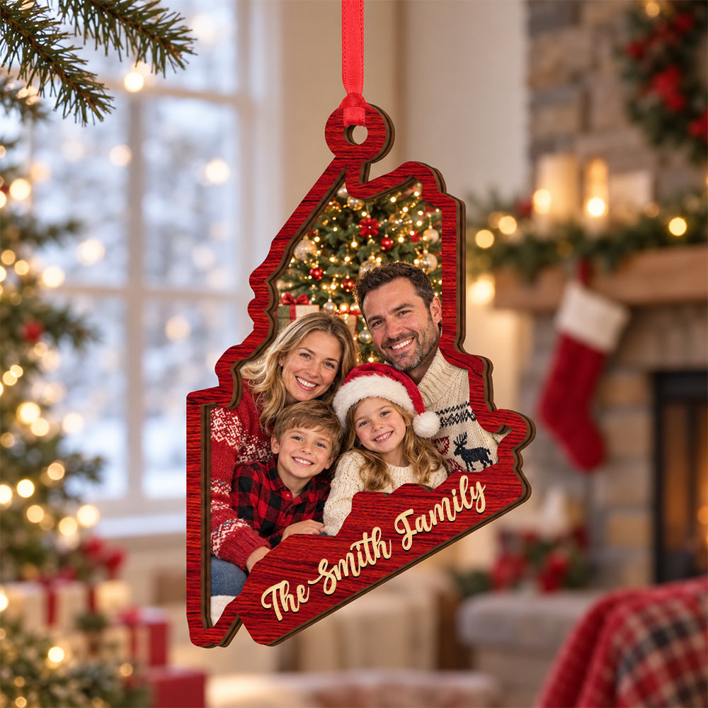 Custom Photo & State Personalized Wood Ornament Gift For Family HA75 921964
