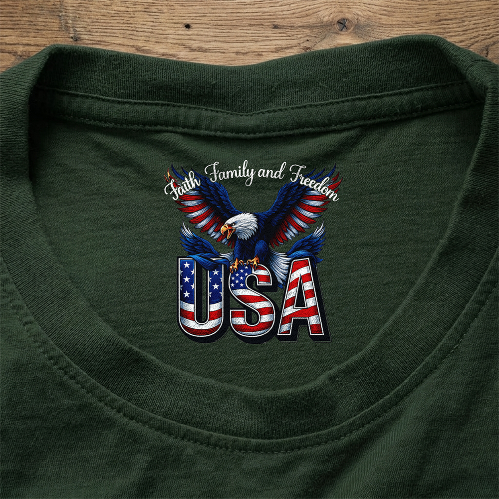 Faith, Family & Freedom America 250 Years Neck Print Shirt CH07 910908