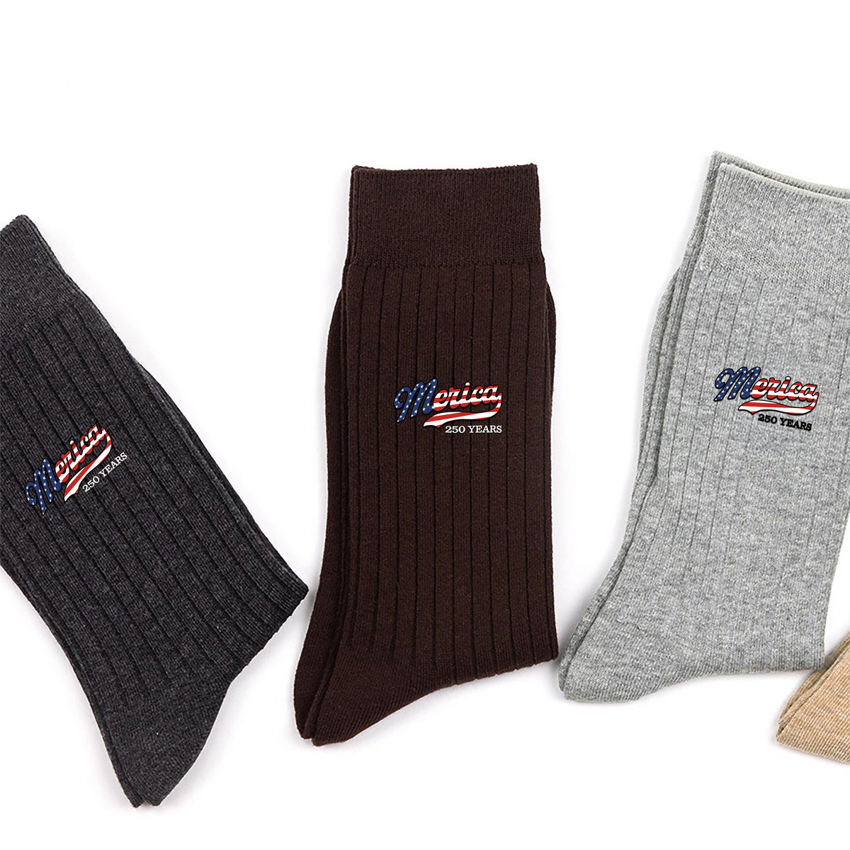 USA Patriotic Merica 250 Years Embroidered Socks HO82 903296