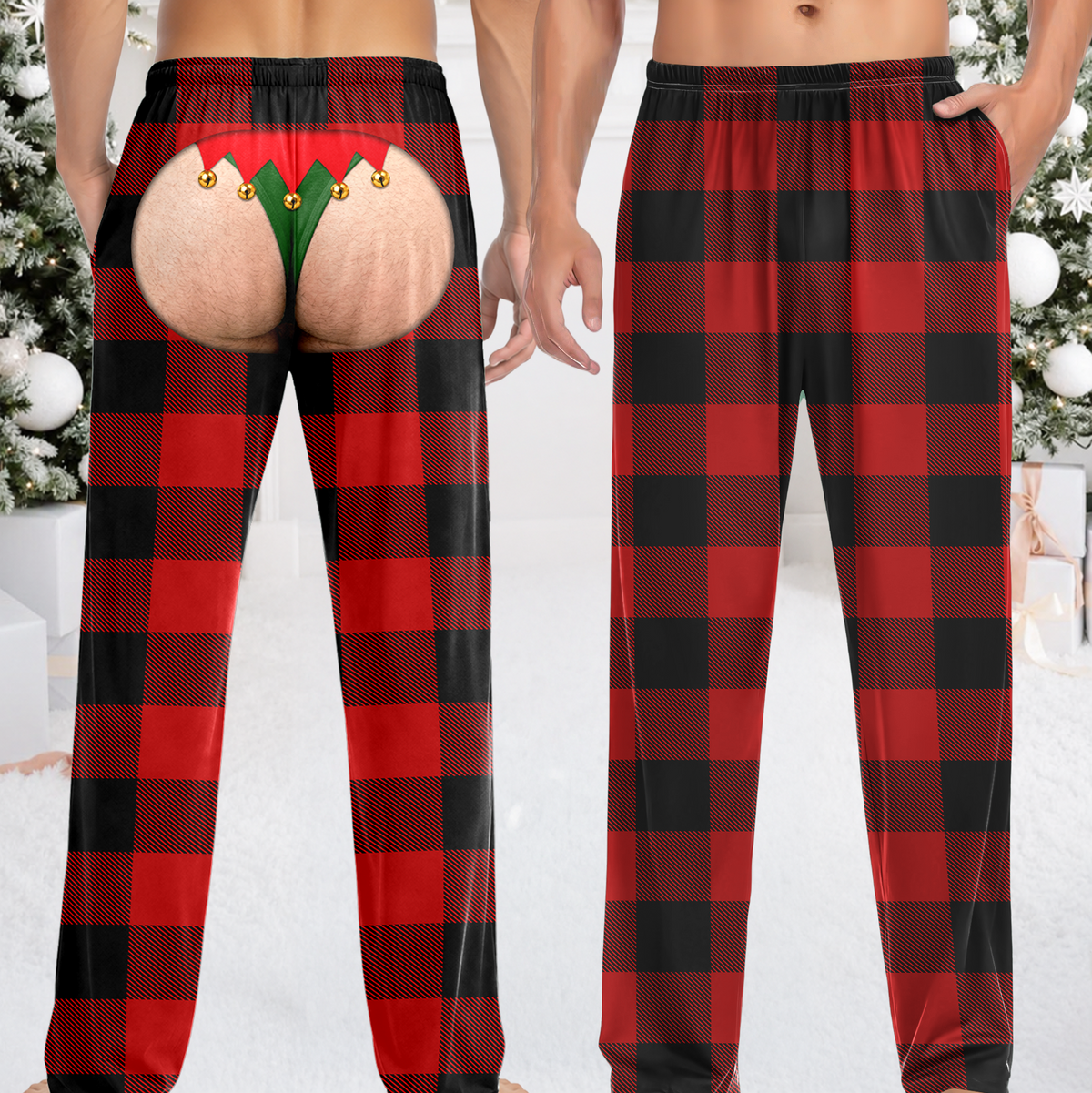 Funny Christmas Butt Illusion Pajama Pants – Gag Pants Gift CH07 180606