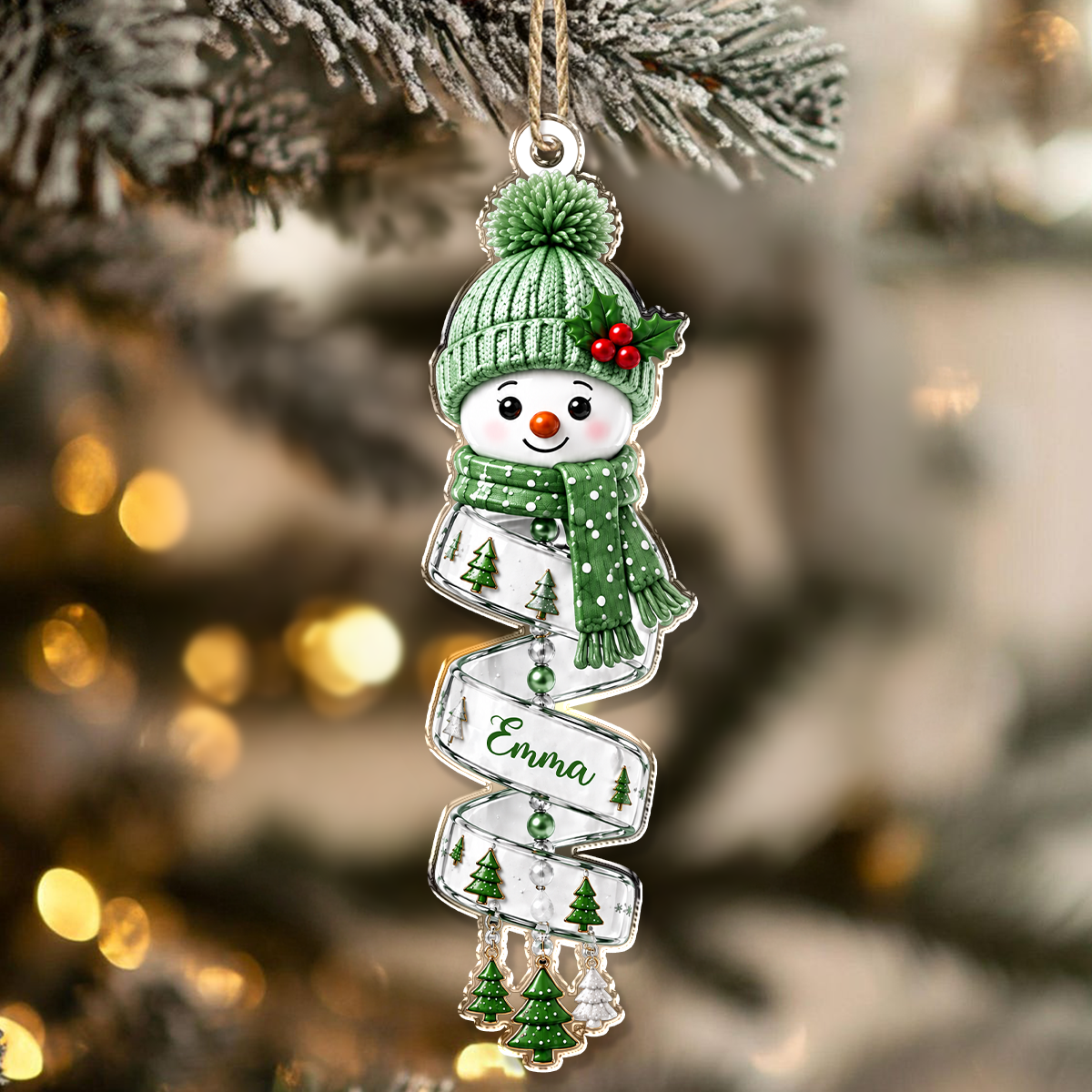 Custom Name Snowman Christmas Acrylic Ornament, Personalized Holiday Keepsake, Christmas Decoration HA75 919214