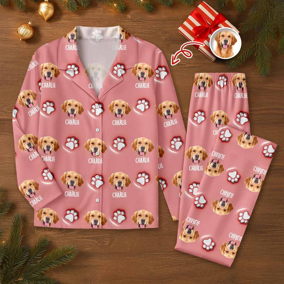 Custom Dog Face And Paw - Personalized Custom 3D Inflated Effect Pajamas CH07 899696