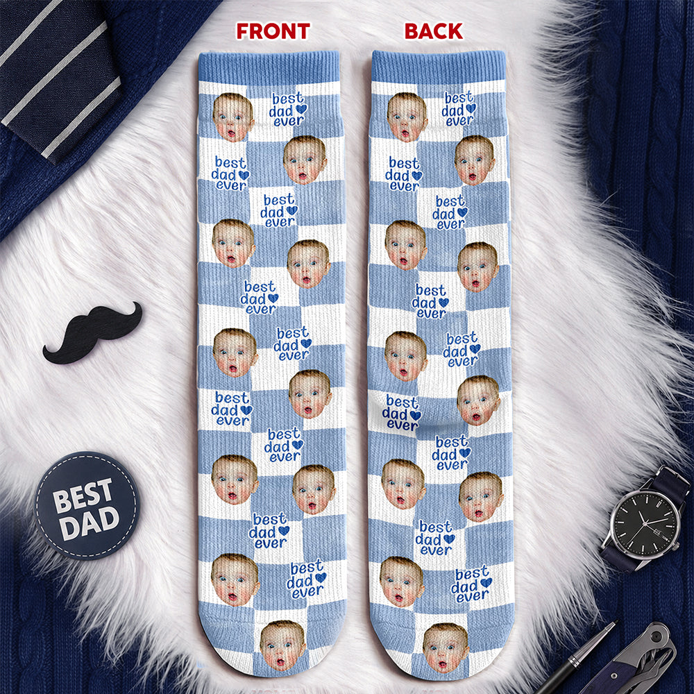 Custom Photo Best Dad Mom Ever Socks, Personalized Family Keepsake Gift TH10 170871