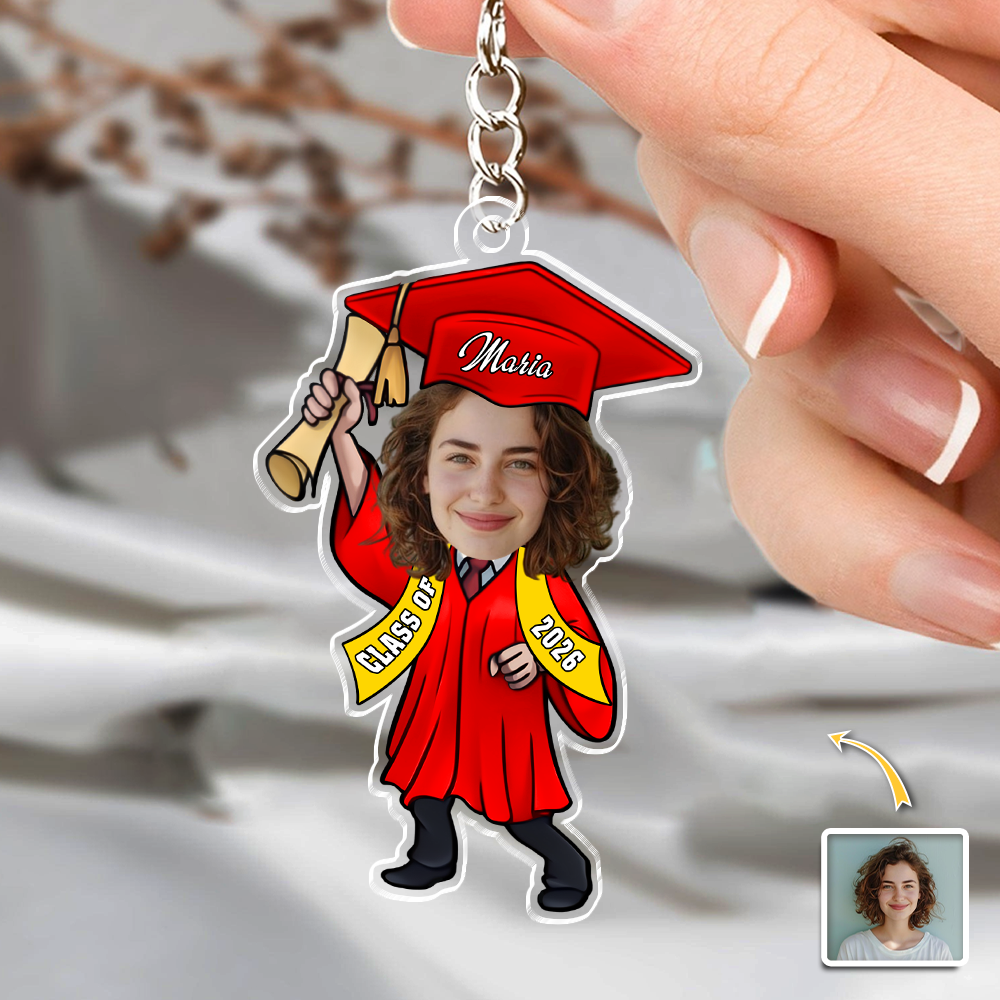 Custom Funny Face Class of 2026 Graduation Keychain, Personalized Gift for Graduate TH10 169163