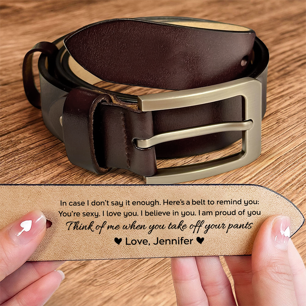 Personalized Engraved Leather Belt for Men – Custom Message Hidden Inside Belt, Romantic Gift for Husband or Boyfriend LM32 899957