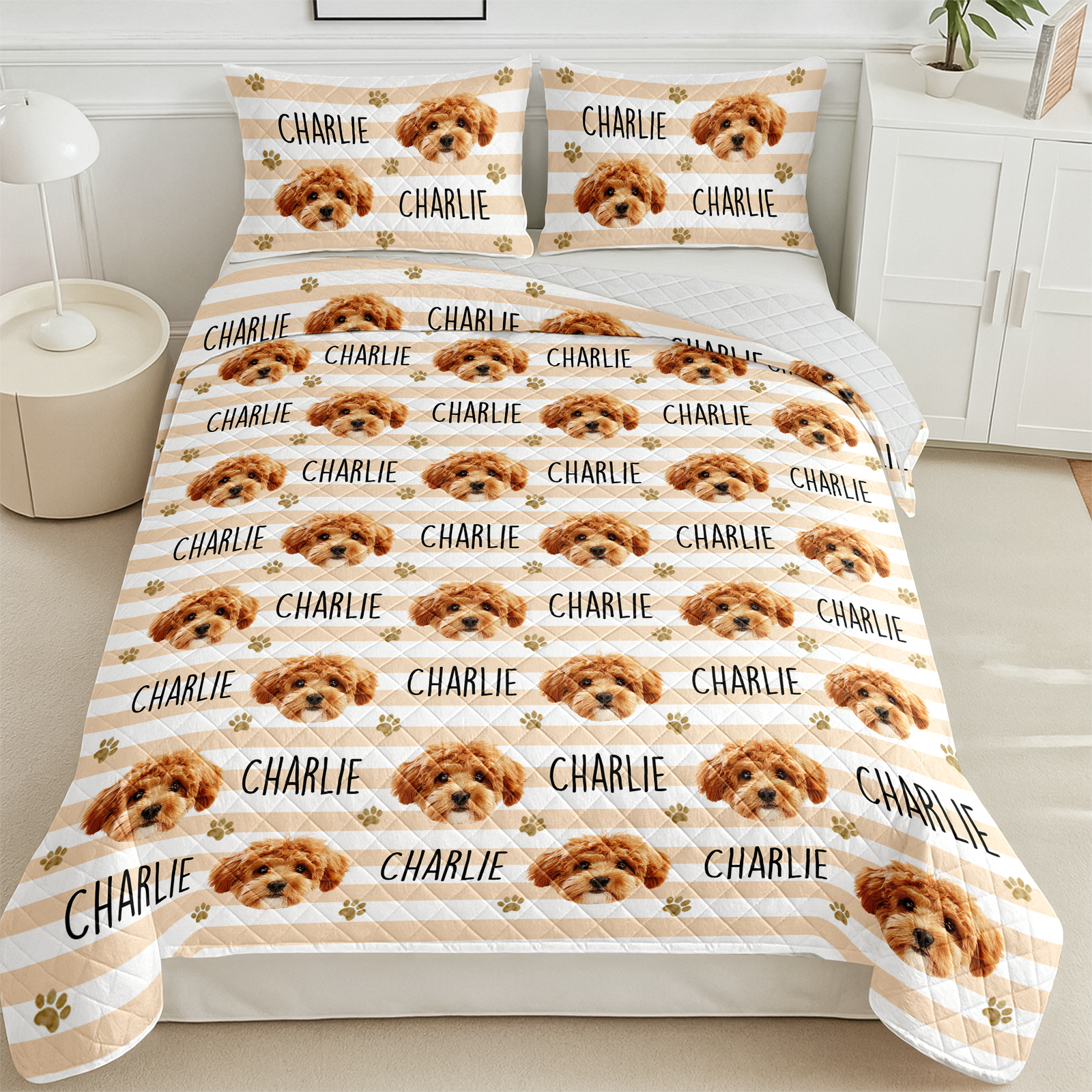 Custom Photo Dog Cat With Paw Bedding Set Gift for Pet Lovers TH10 171015