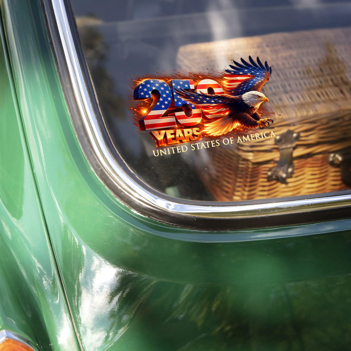 America 250 Patriotic Strong Bald Eagle - Fire Design Car Window Decal Sticker LM32 897909