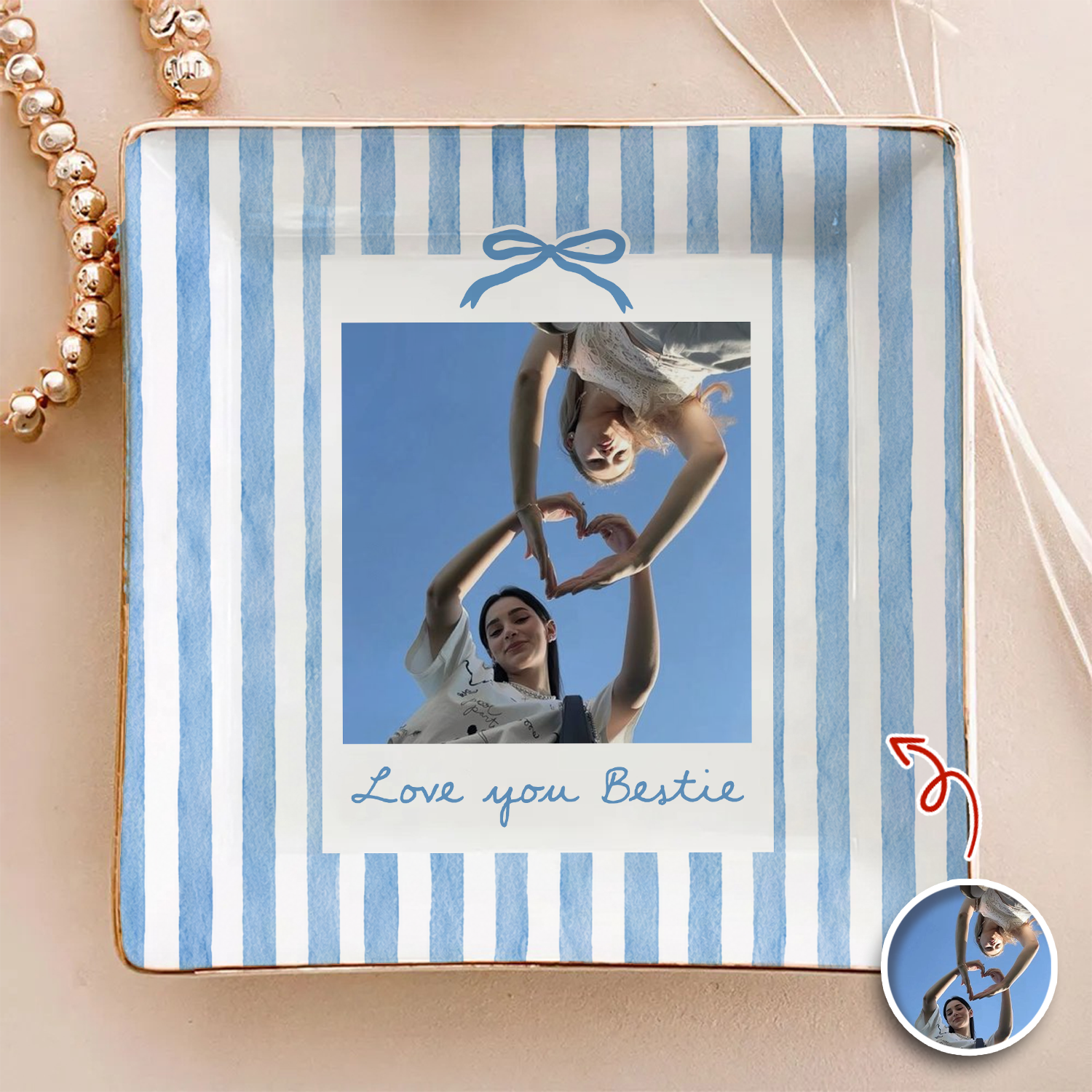 Personalized Bestie Photo Love You Bestie Ring Dish, Birthday Gifts For Bestie TH10 170459