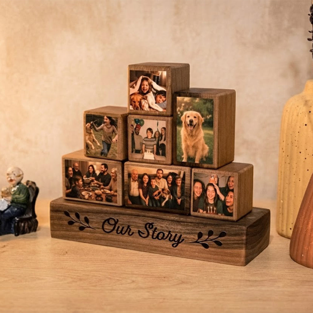 Custom Family Photo Collage Wooden Blocks Set - Gift For Family, Boyfriend, Girlfriend LM32 899177