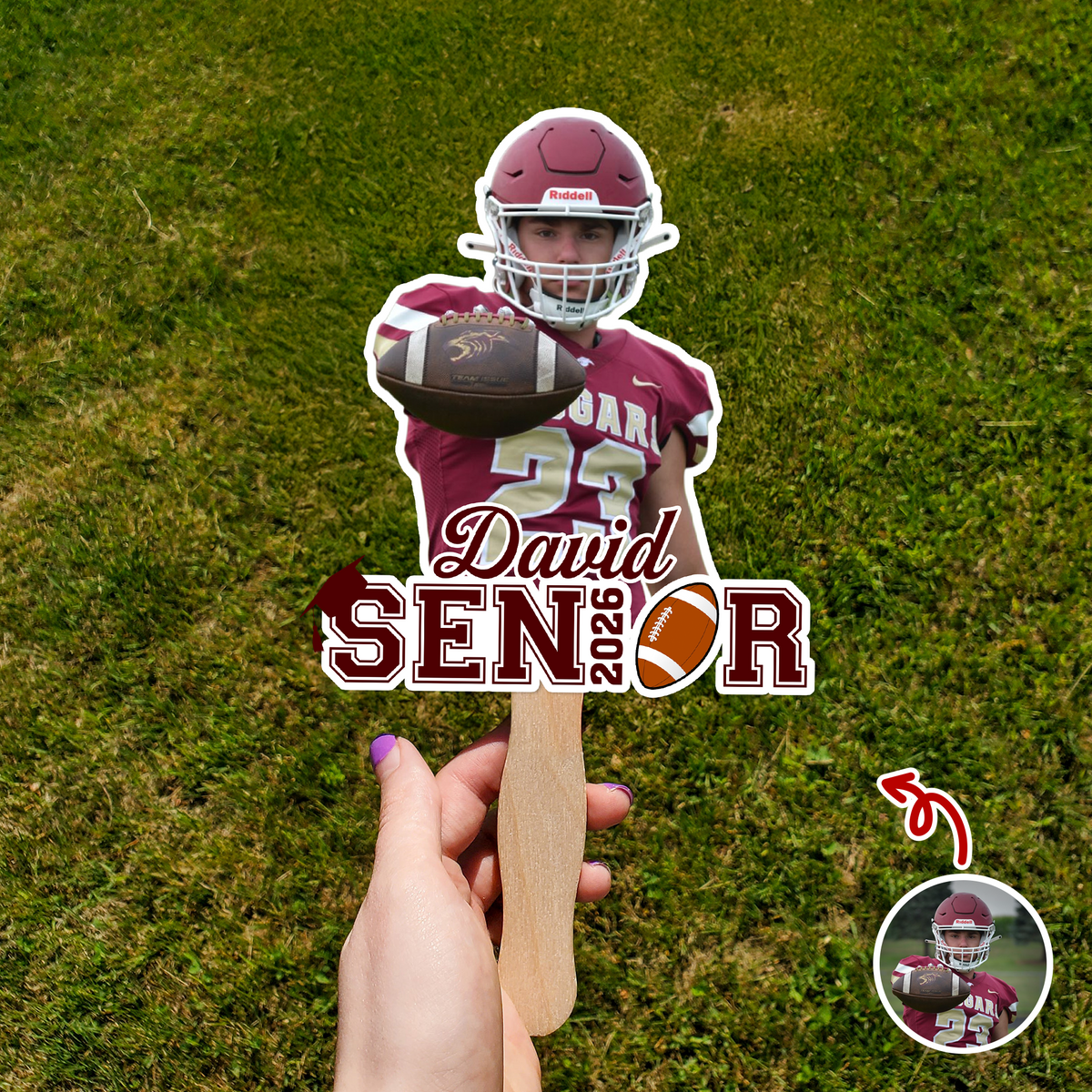 Custom Photo Senior 2026 Graduation Sports Face Fan HA75 920058
