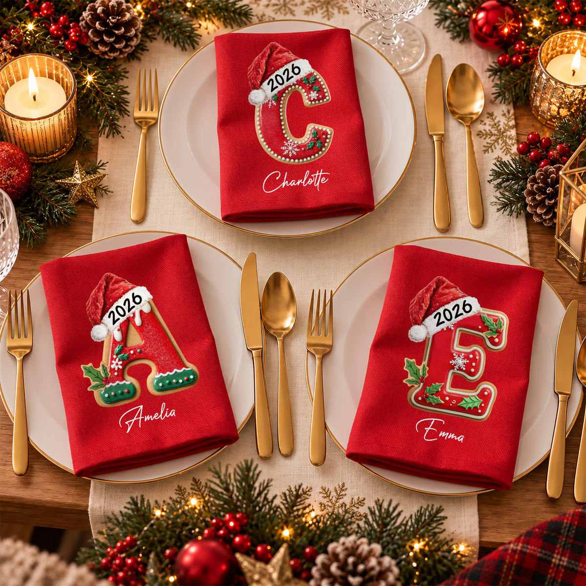 Personalized Gingerbread Letter Family Reusable Napkin HO82 903720