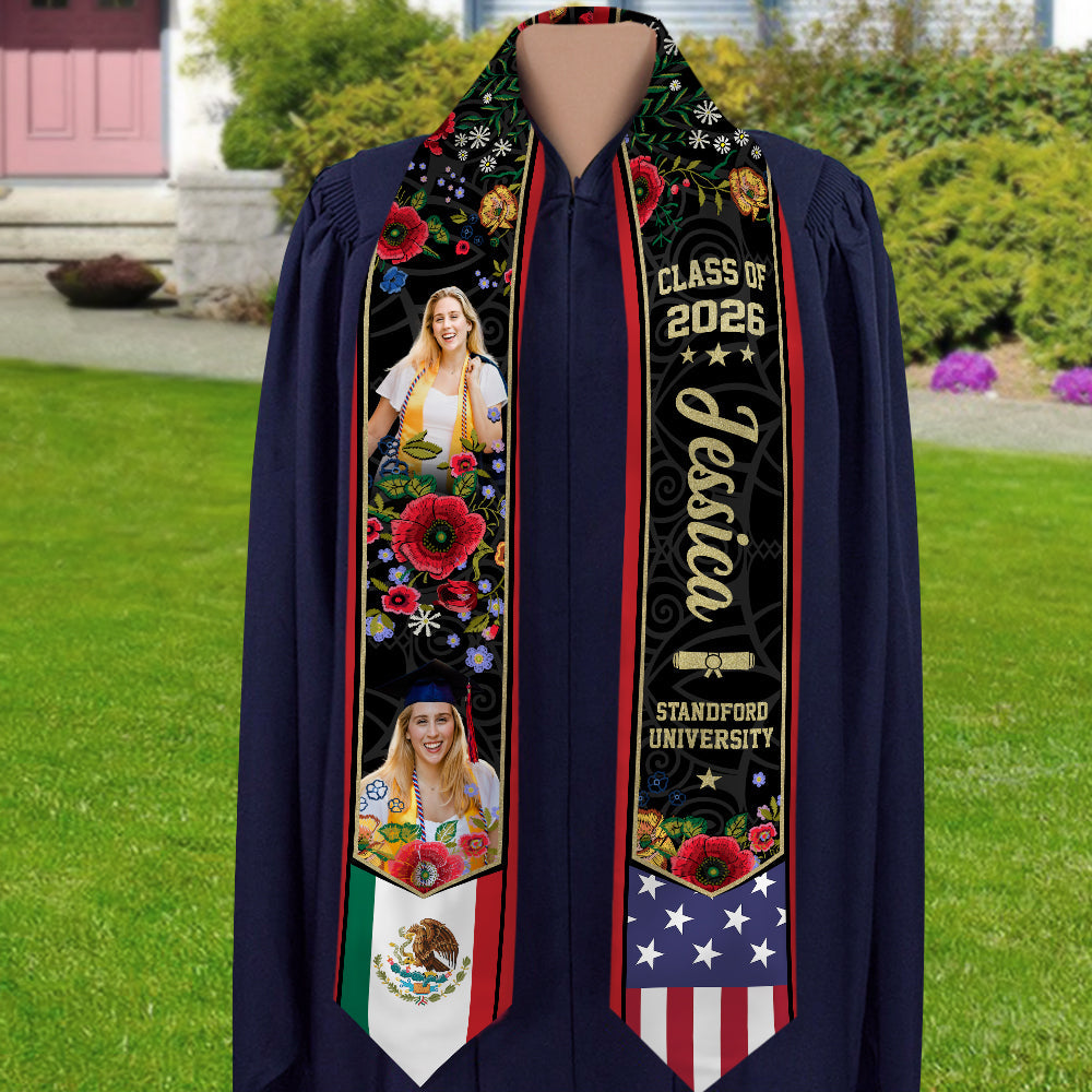 Custom Photo Class of 2026 Country Flag Graduation Stole HA75 898892