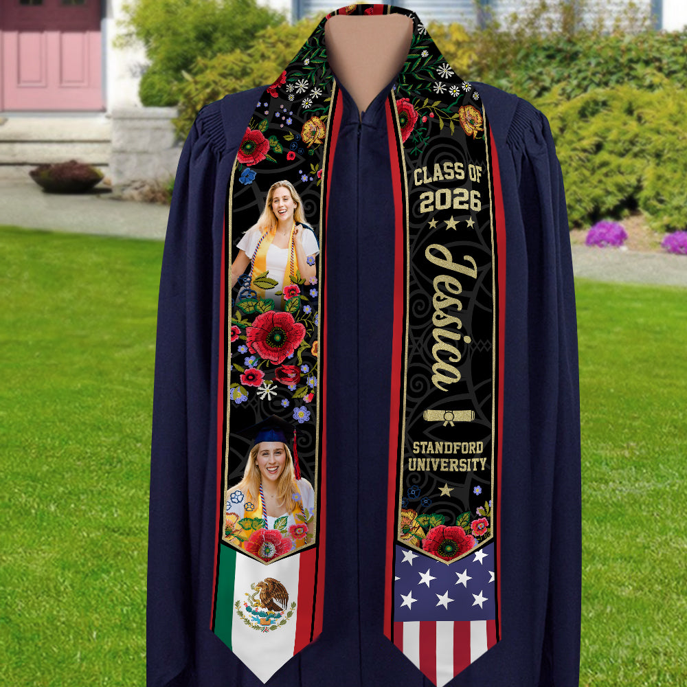 Custom Photo Class of 2026 Country Flag Graduation Stole HA75 898892
