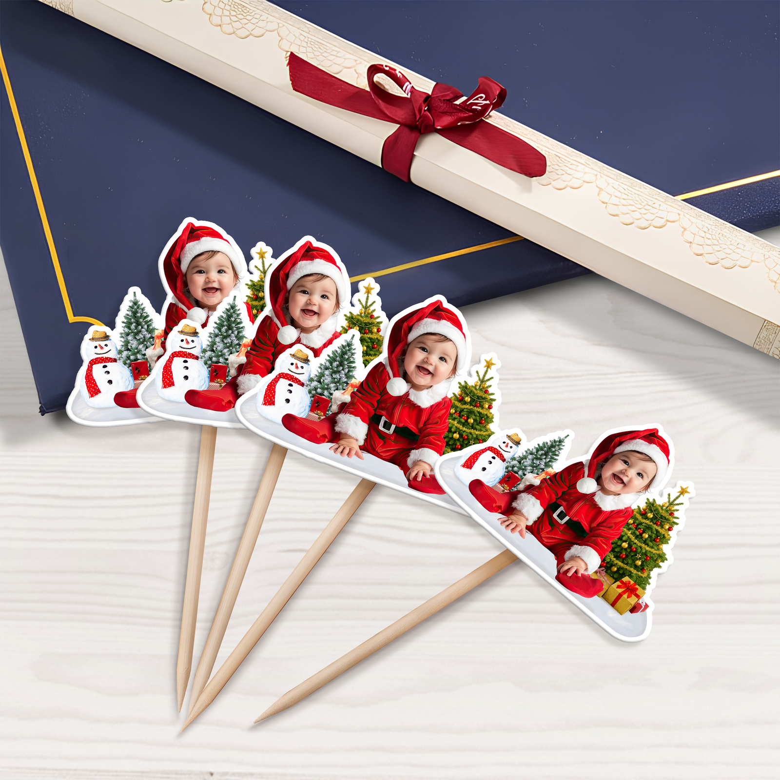 Custom Photo Cute Baby Christmas Cupcake Topper CH07 899770