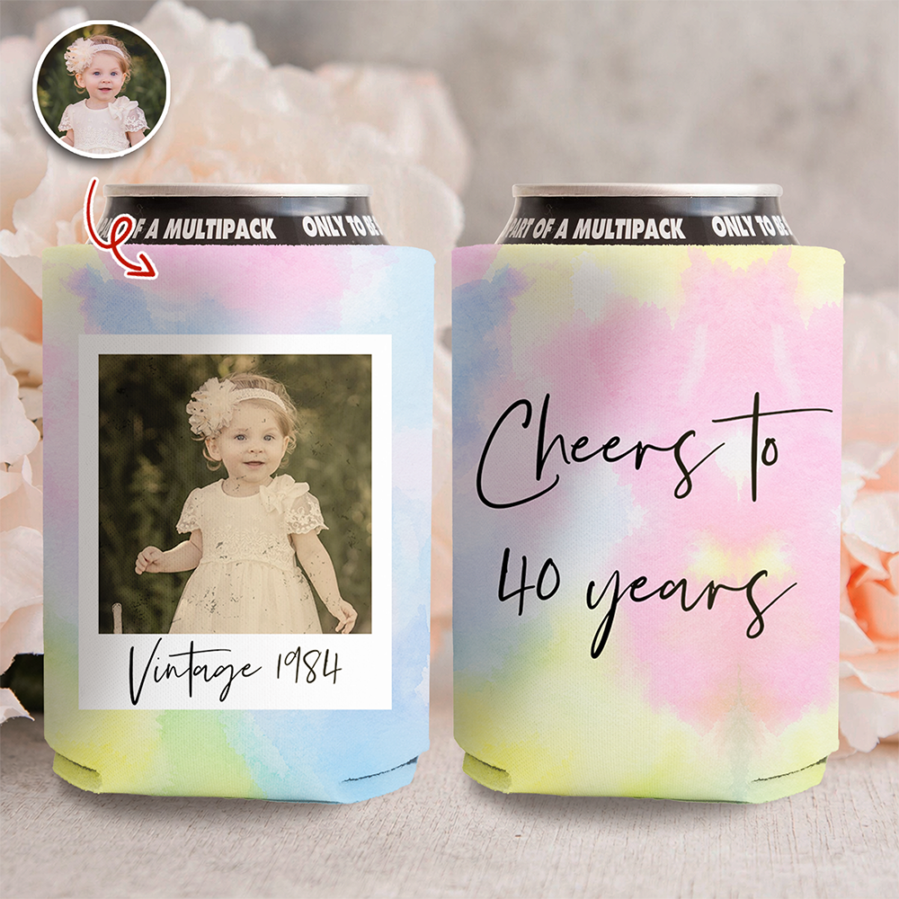 Custom Photo Vintage Birthday Print Full Can Cooler LM32 899905