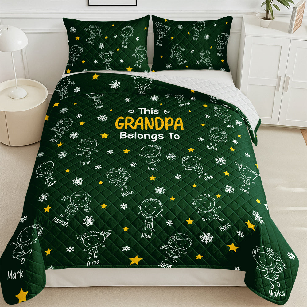 This Grandpa Grandma Belongs To Kids - Personalized Quilt Bedding Set HO82 900420