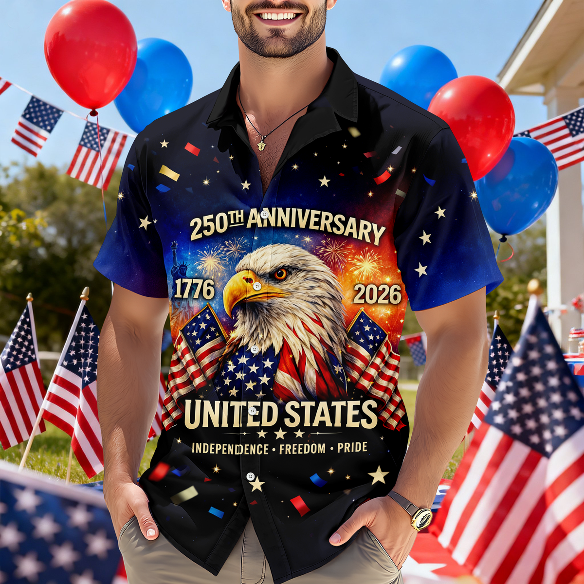 Personalized Happy 250th Anniversary United States - 250 Years of Freedom Hawaiian Shirt CH07 910404