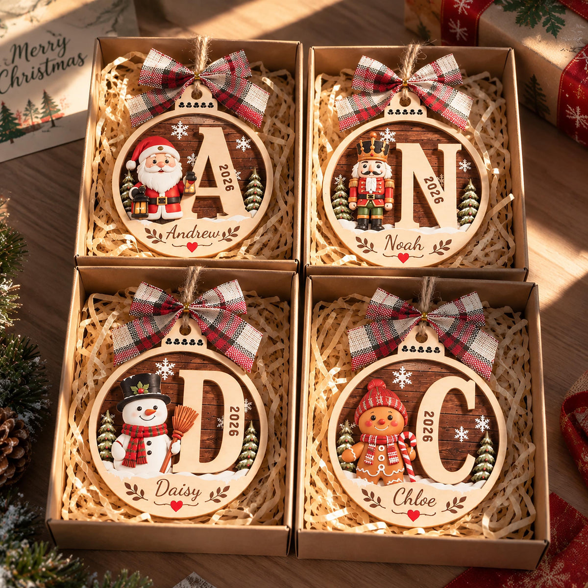 Personalized Initial Christmas 2 Layers Wooden Ornament, 2026 Keepsake Gift LM32 670493