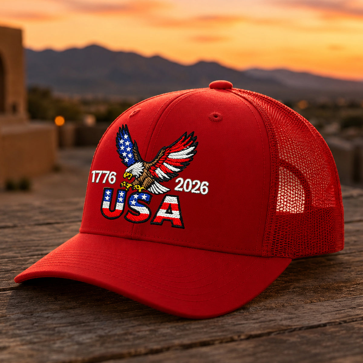 250 Years USA Patriotic 1776-2026 Embroidered Trucker Hat HO82 902876