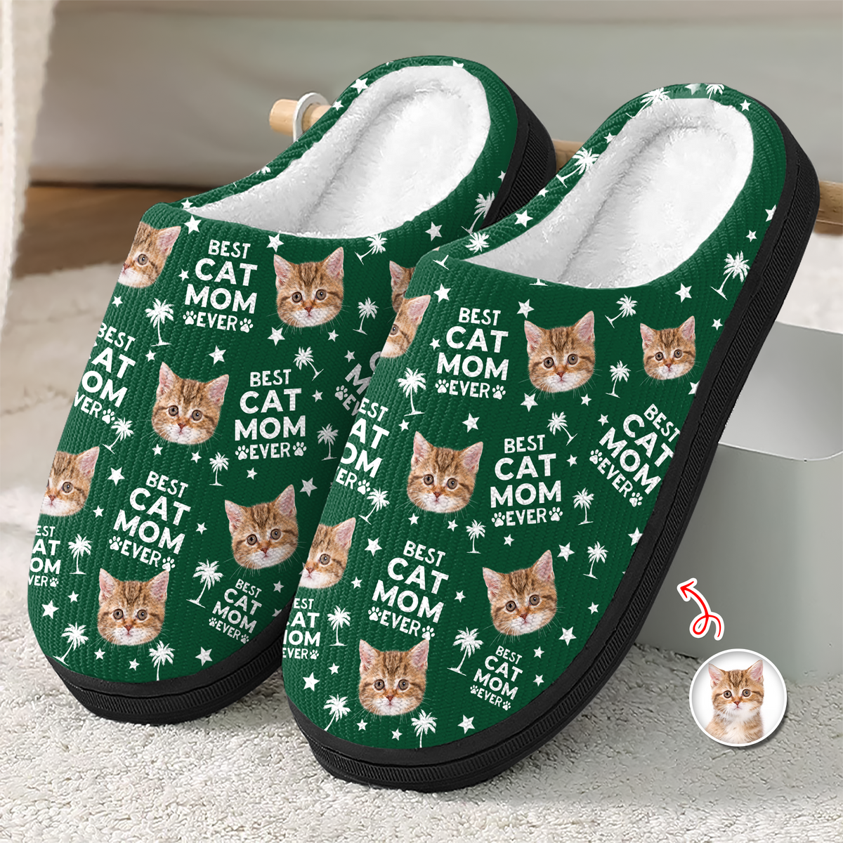 Custom Photo Best Cat Dad, Best Cat Mom Ever Slippers Unique Gift HA75 898056