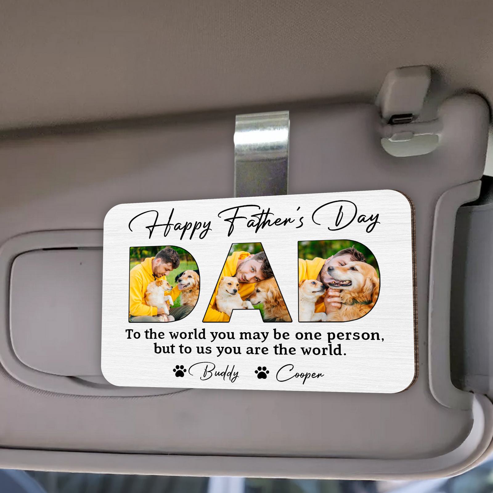 Custom Photo Dad To Me You Are The World Car Visor Clip CH07 895948
