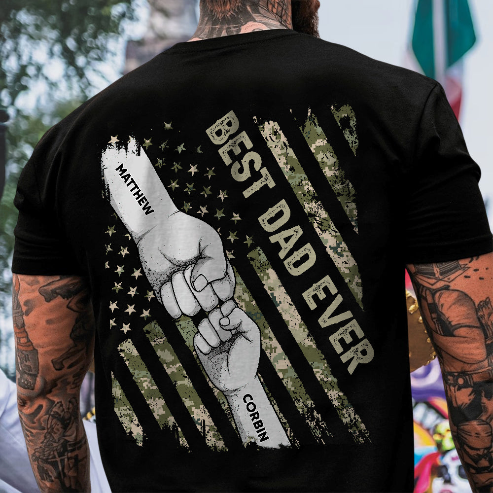 Fist Bumps Dad & Kid US Flag Back Shirt Personalized Father's Day Gift CH07 895856