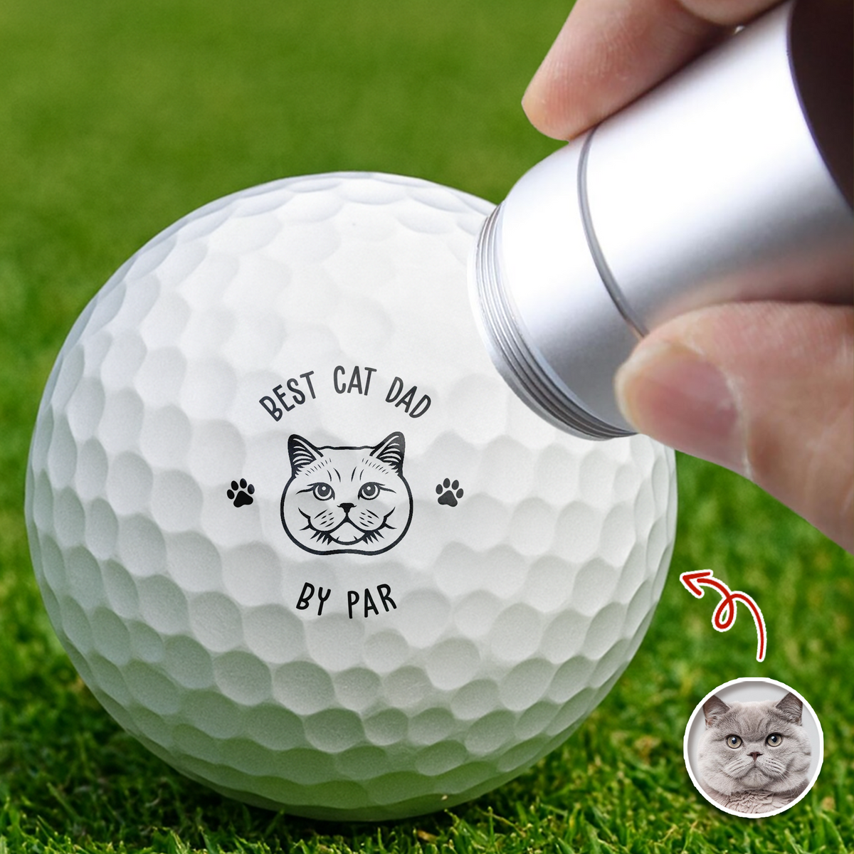 Custom Photo Best Dog Dad, Cat Dad By Par Golf Ball Stamp Box Gift for Golfer HA75 898520