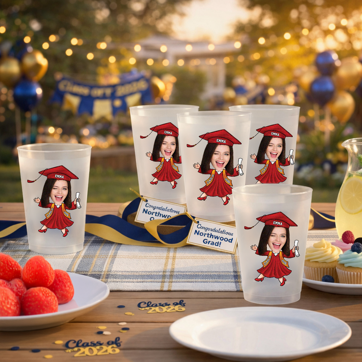 Custom Funny Face Class of 2026 Graduation Cups For Party CH07 911216