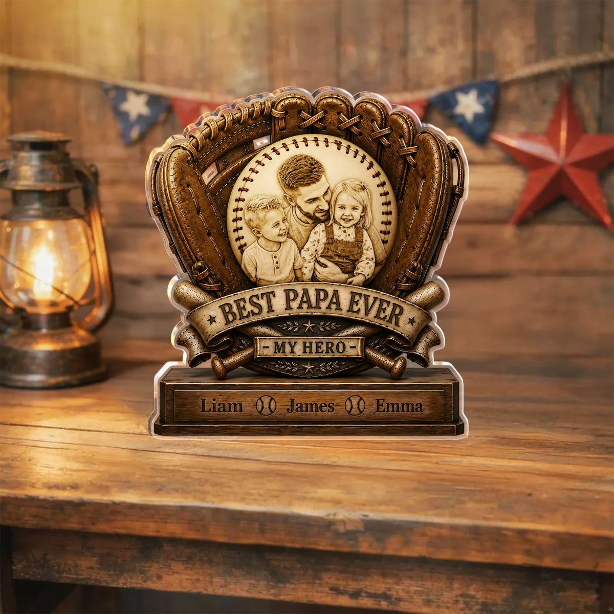 Personalized Best Dad Ever Baseball Acrylic Block Plaque Father’s Day Gift HO82 902332