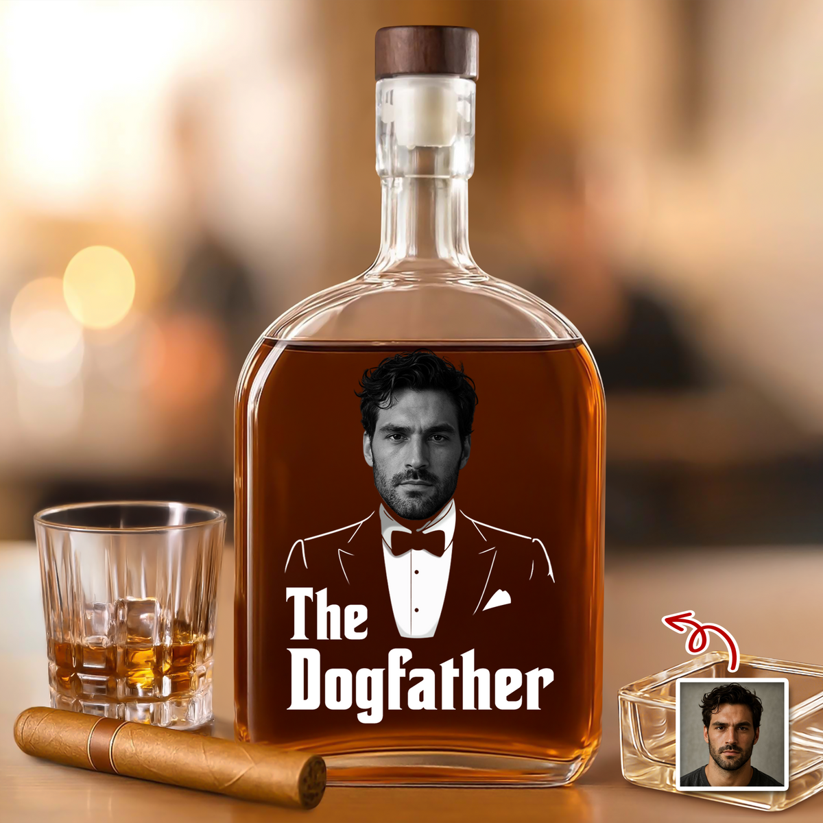 Custom The Dogfather Photo Whiskey Bottle Gift For Dod Dad TH10 896729