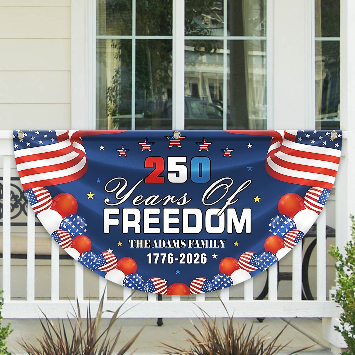 Custom Family Name 250 Years Of Freedom Non-Pleated Fan Flag TH10 169333