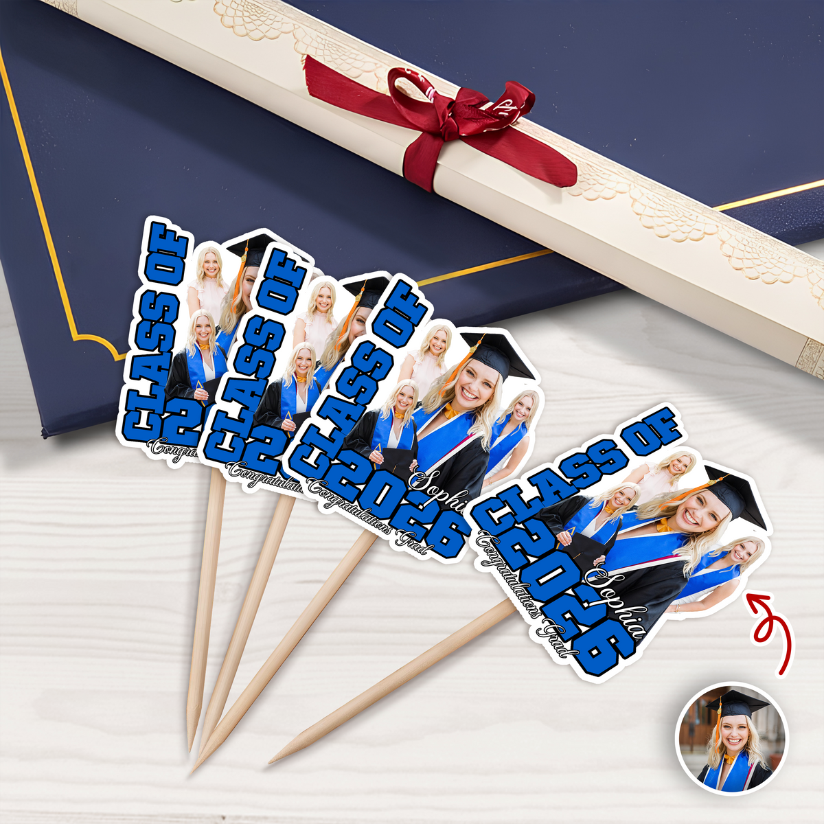Custom Photo Class Of 2026 Graduation Cupcake Toppers HA75 920044