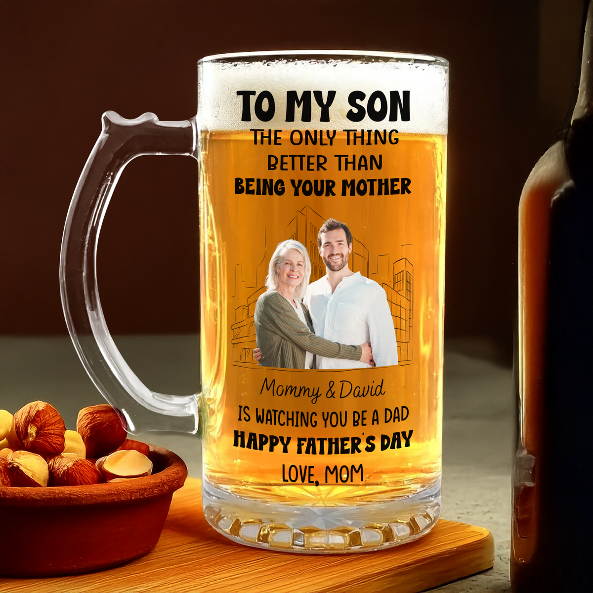 Custom Photo My Son Is My Pride And Joy Print Glass Beer Mug Father's Day Gift For Son HA75 892208