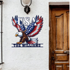 Custom Family Name Eagle & American Flag Monogram Metal Sign HA75 920512