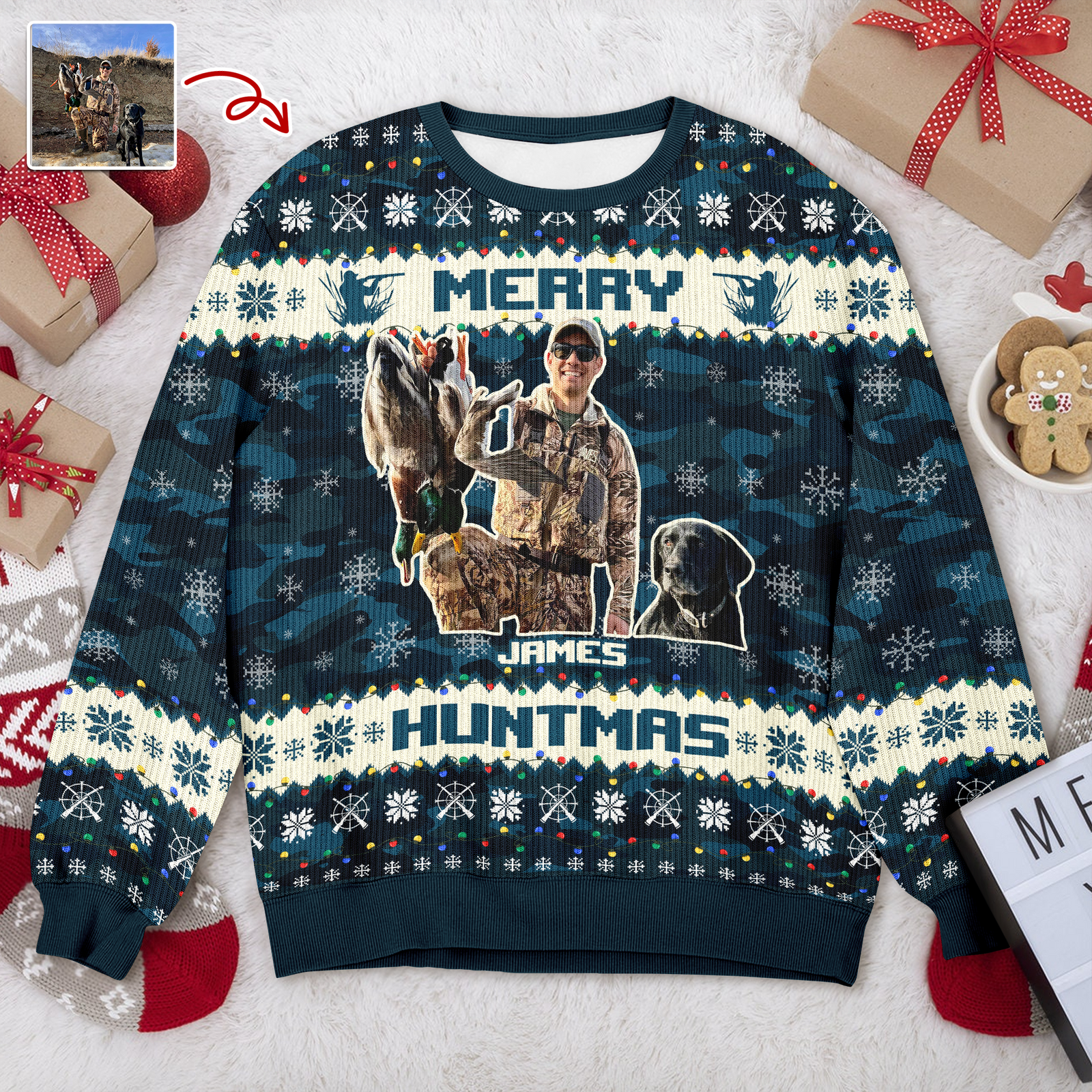 Custom Photo Duck Hunting Lovers Ugly Sweater LM32 897243