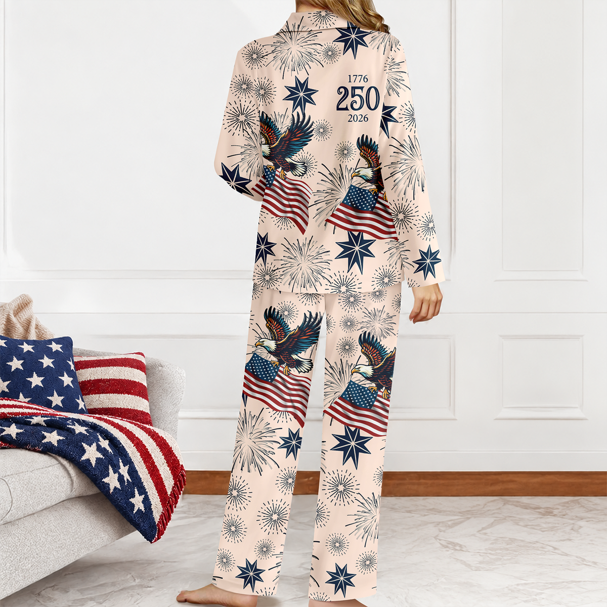 Personalized 250th Anniversary 1776-2026 American Flag Pajamas TH10 171107