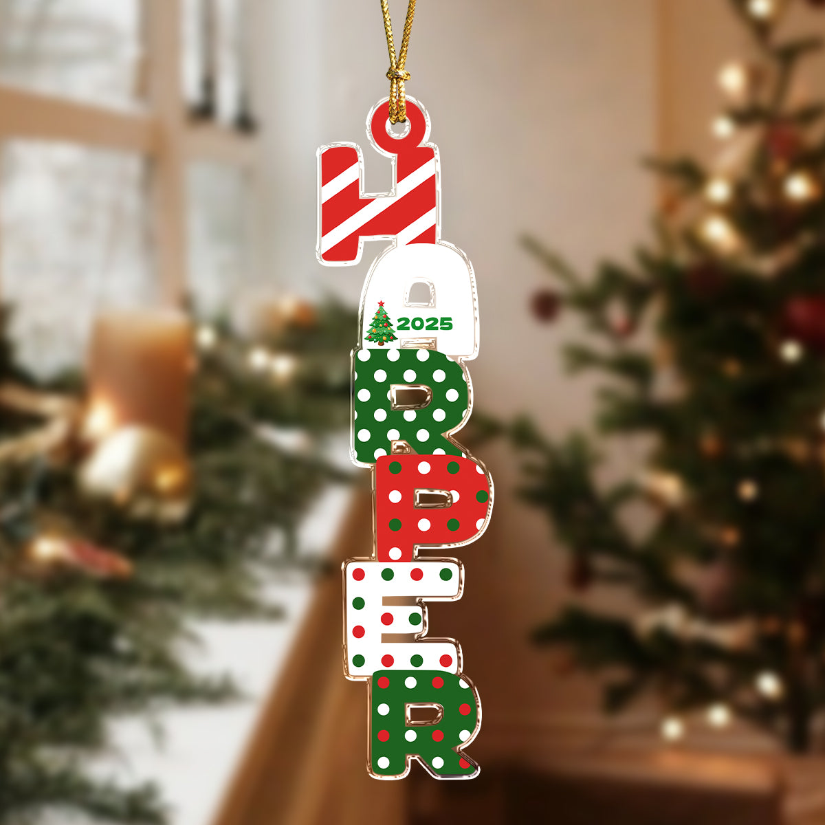 Personalized Name Letter Christmas Acrylic Ornament Family Gift HA75 897998