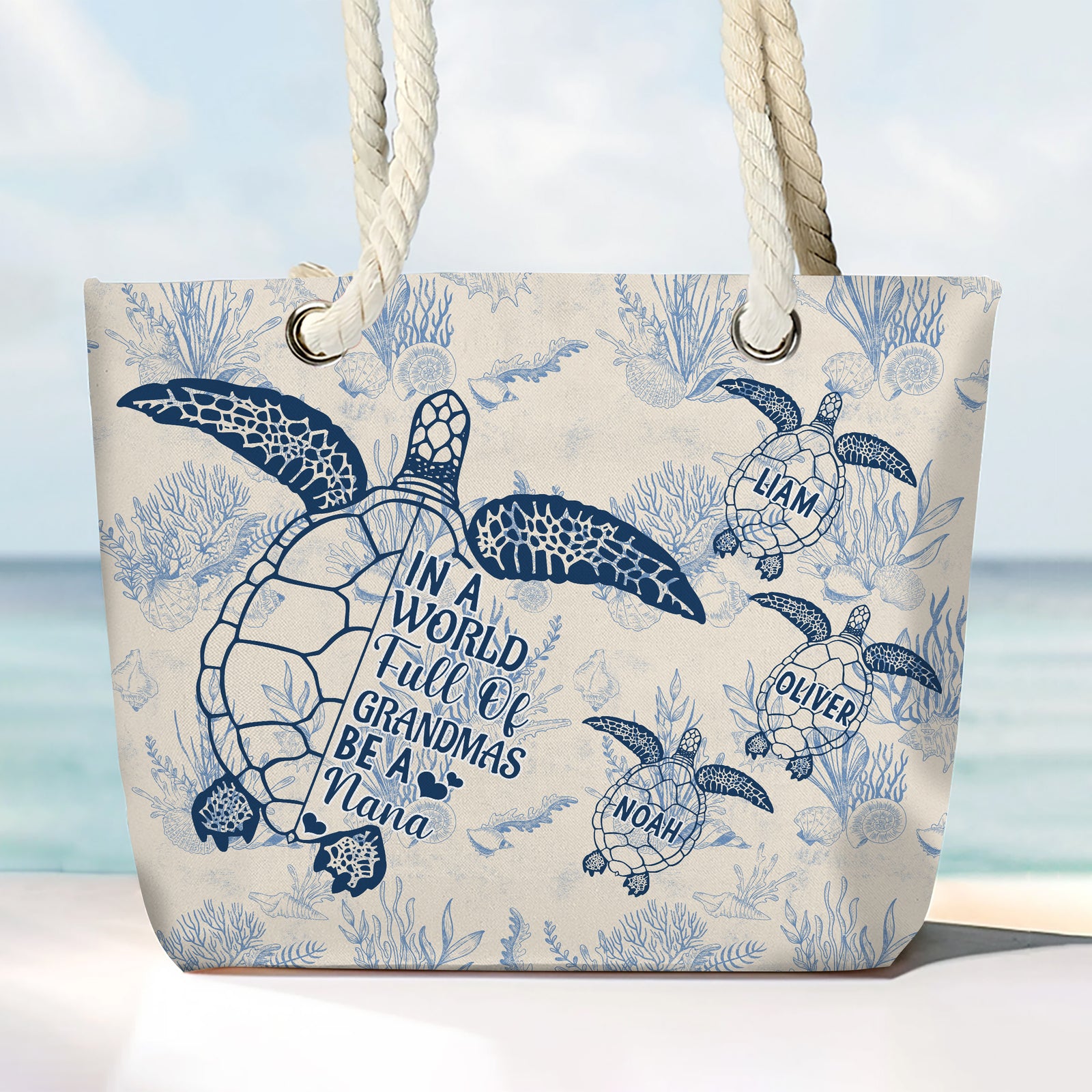Toile De Jouy World Full Of Grandmas Beach Bag Personalized Gift For Family HO82 894846