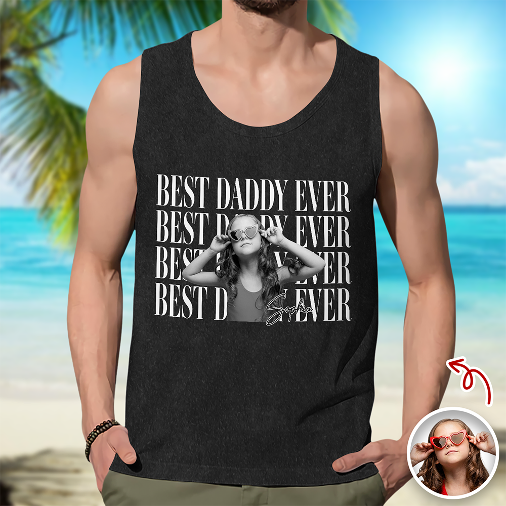 Personalized Vintage Photo Best Dad Mom Ever Tanktop CH07 911704