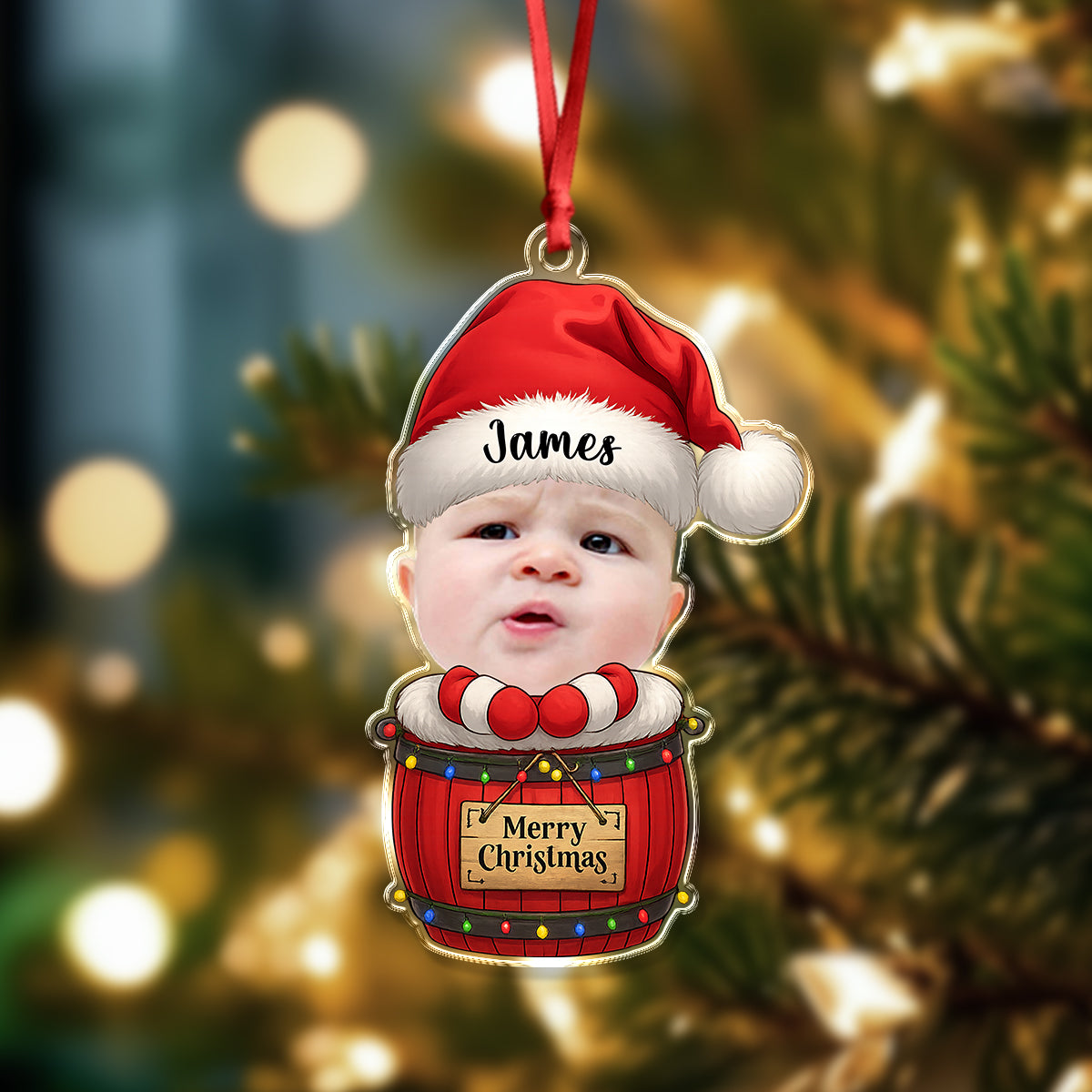Custom Photo Baby Santa Claus Acrylic Ornament Christmas Gift For Family HO82 894734