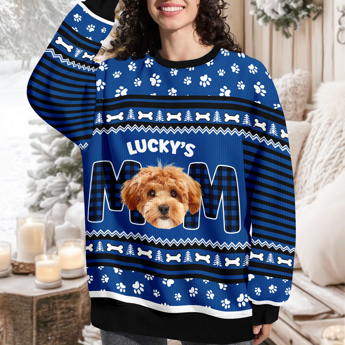 Custom Photo Dog Mom Dog Dad Ugly Sweater Christmas Gift HA75 892900
