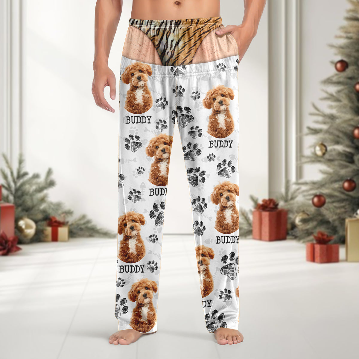Custom Dog Cat Photo Paw Fake Underwear Sweatpants, Funny Personalized Gift for Pet Lovers CH07 180524