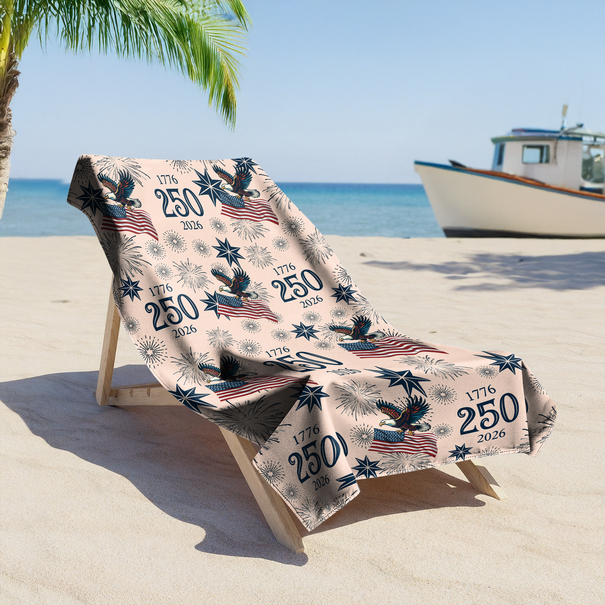 USA 250 Anniversary Eagle 1776-2026 Family Beach Towel HA75 920294
