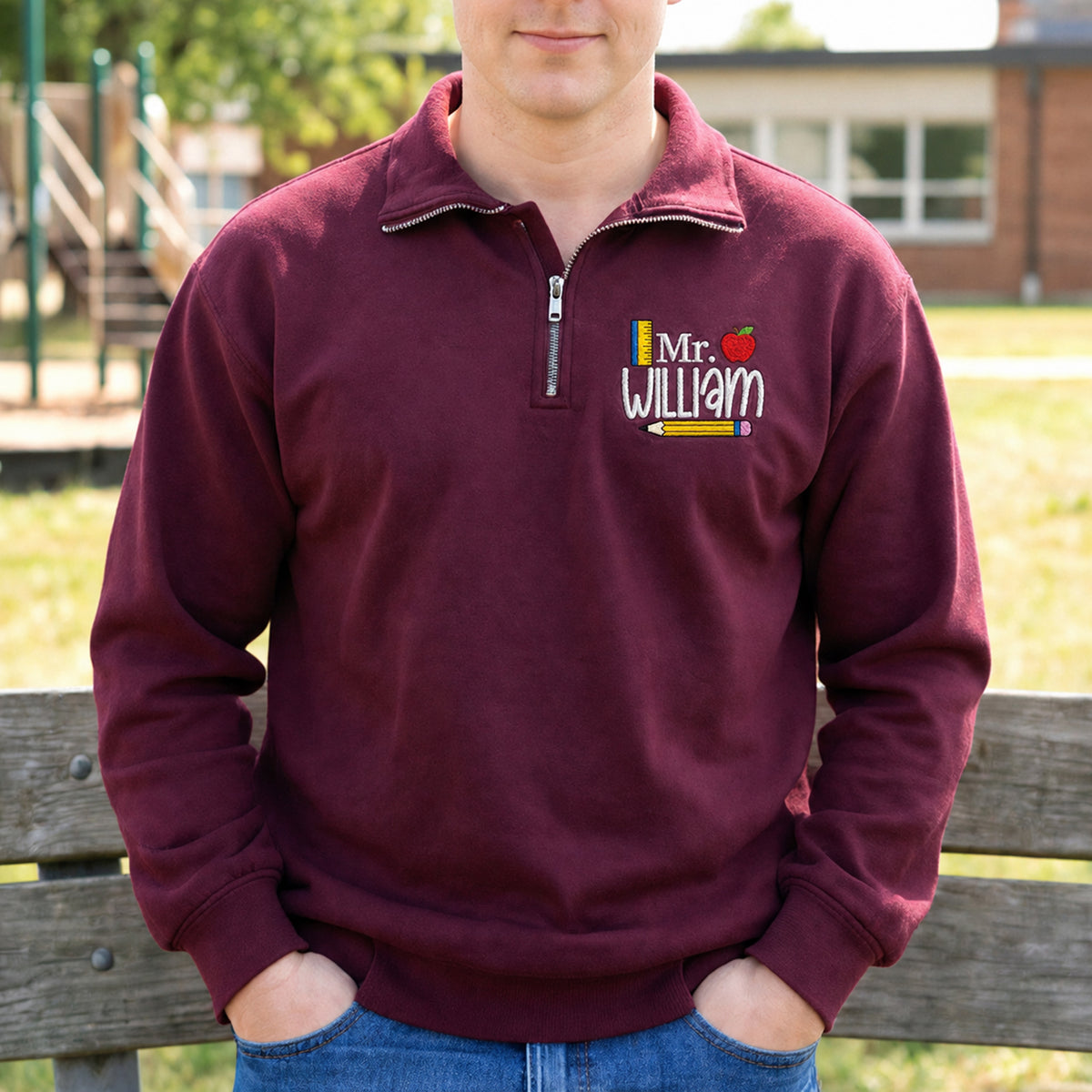 Personalized Teacher Embroidered Quarter Zip Sweatshirt Back to School Teacher Gift CH07 911968